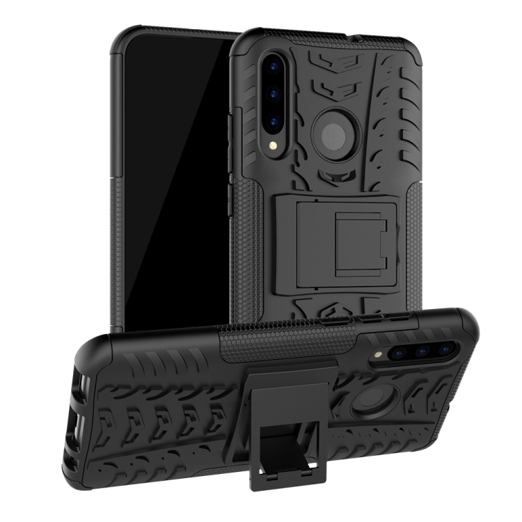 

Tire Texture TPU+PC Shockproof Case for Huawei P Smart+ 2019, with Holder (Black)
