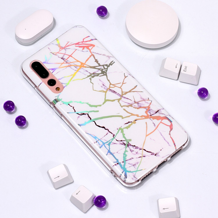 

IMD Laser Colorful White Marble Pattern Soft TPU Case for Huawei P20 Pro