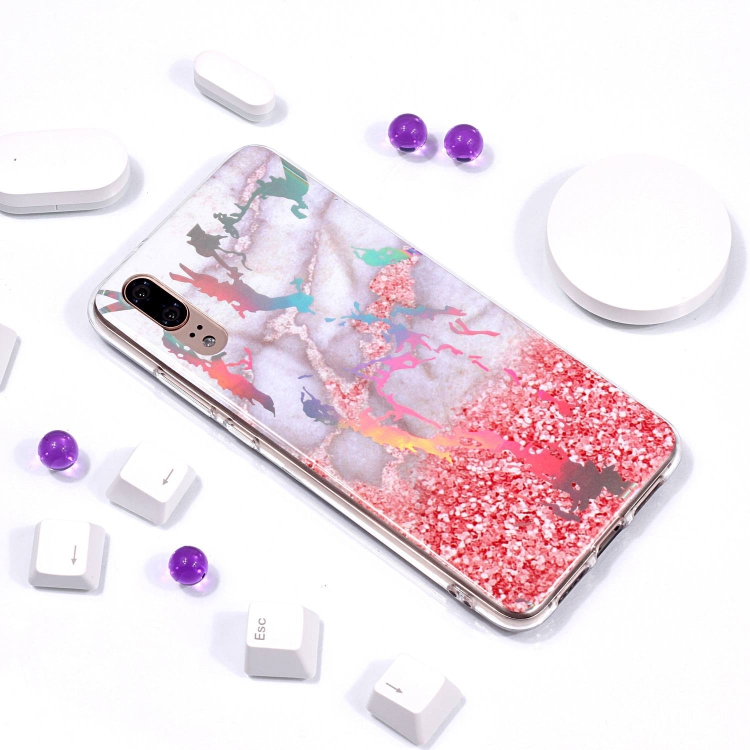 

IMD Laser Pink Dinas Marble Pattern Soft TPU Case for Huawei P20
