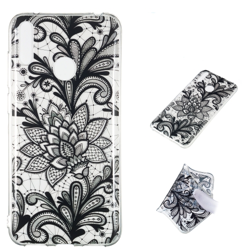 

Black Flower Pattern Highly Transparent TPU Protective Case for Huawei Y7 Pro (2019)