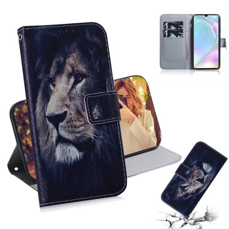 

Lion Pattern Coloured Drawing Horizontal Flip Leather Case for Huawei P30, with Holder & Card Slots & Wallet