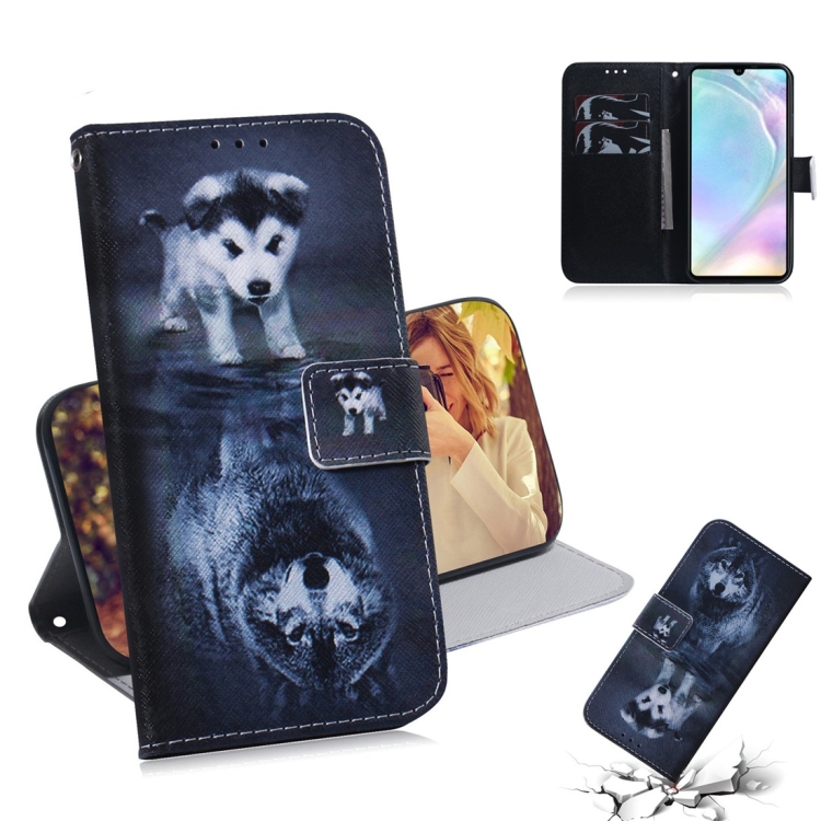 

Wolf and Dog Pattern Coloured Drawing Horizontal Flip Leather Case for Huawei P30, with Holder & Card Slots & Wallet