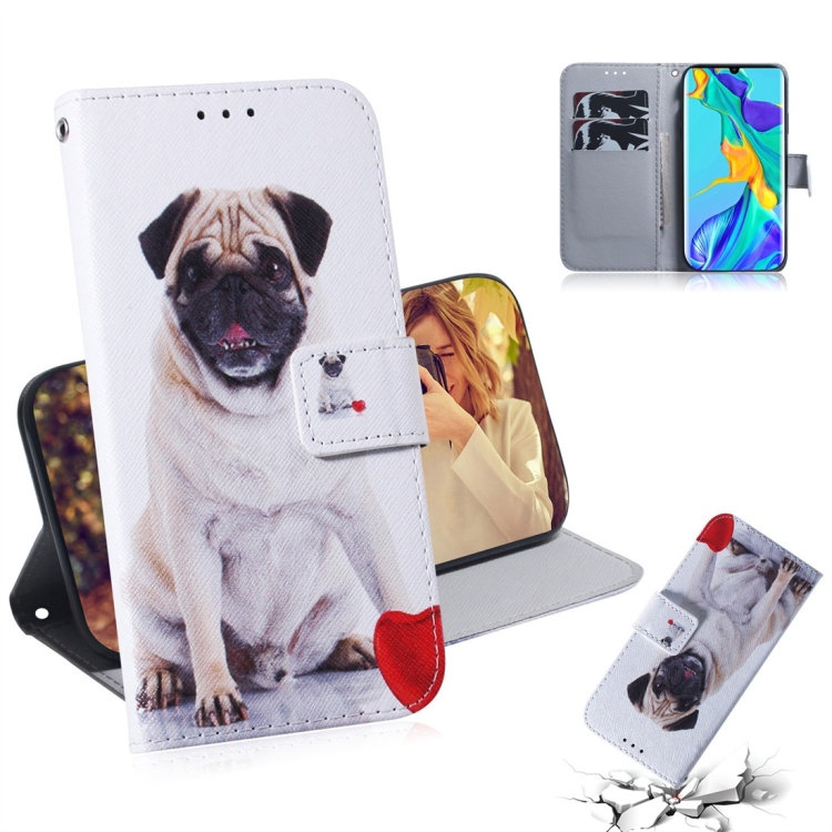 

Pug Pattern Coloured Drawing Horizontal Flip Leather Case for Huawei P30 Pro, with Holder & Card Slots & Wallet