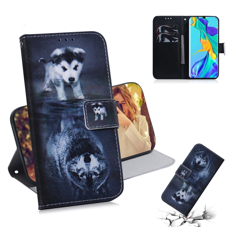 

Wolf and Dog Pattern Coloured Drawing Horizontal Flip Leather Case for Huawei P30 Pro, with Holder & Card Slots & Wallet