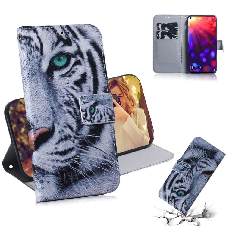 

Tiger Pattern Coloured Drawing Horizontal Flip Leather Case for Huawei Honor View 20, with Holder & Card Slots & Wallet
