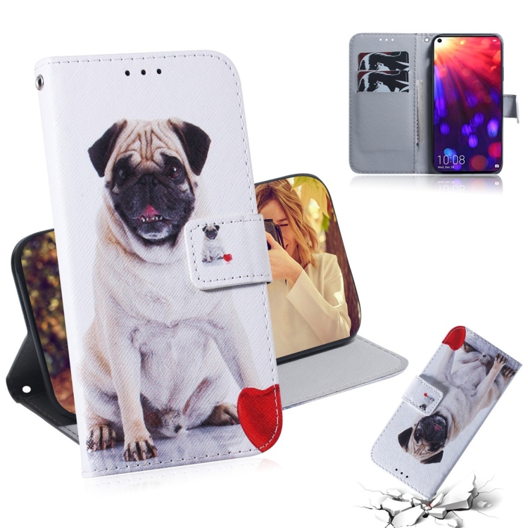 

Pug Pattern Coloured Drawing Horizontal Flip Leather Case for Huawei Honor View 20, with Holder & Card Slots & Wallet