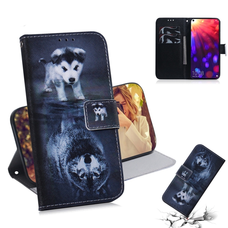 

Wolf and Dog Pattern Coloured Drawing Horizontal Flip Leather Case for Huawei Honor View 20, with Holder & Card Slots & Wallet