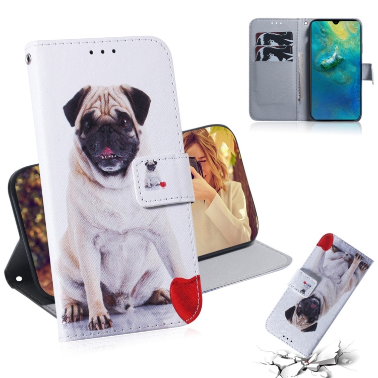 

Pug Pattern Coloured Drawing Horizontal Flip Leather Case for Huawei Mate 20, with Holder & Card Slots & Wallet
