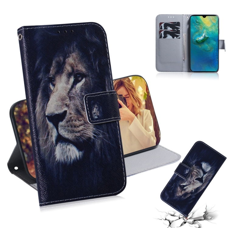 

Lion Pattern Coloured Drawing Horizontal Flip Leather Case for Huawei Mate 20, with Holder & Card Slots & Wallet