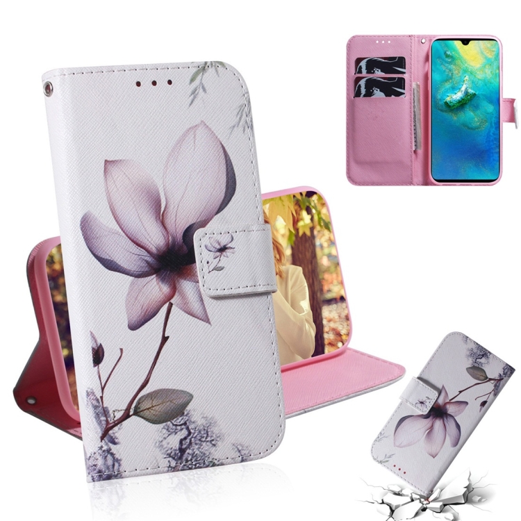 

Magnolia Flower Pattern Coloured Drawing Horizontal Flip Leather Case for Huawei Mate 20, with Holder & Card Slots & Wallet