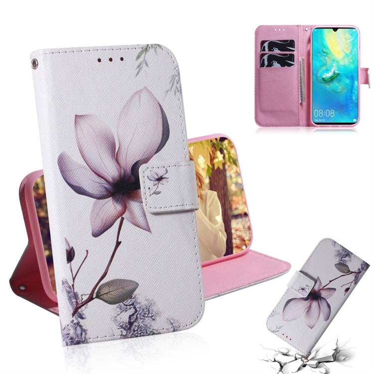 

Magnolia Flower Pattern Coloured Drawing Horizontal Flip Leather Case for Huawei Mate 20 X, with Holder & Card Slots & Wallet