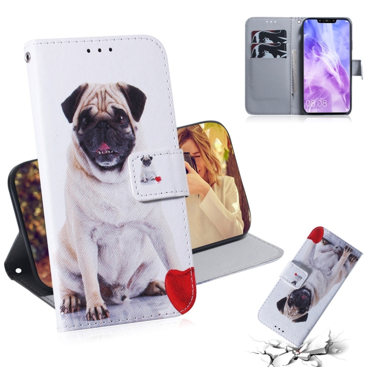 

Pug Pattern Coloured Drawing Horizontal Flip Leather Case for Huawei Nova 3, with Holder & Card Slots & Wallet