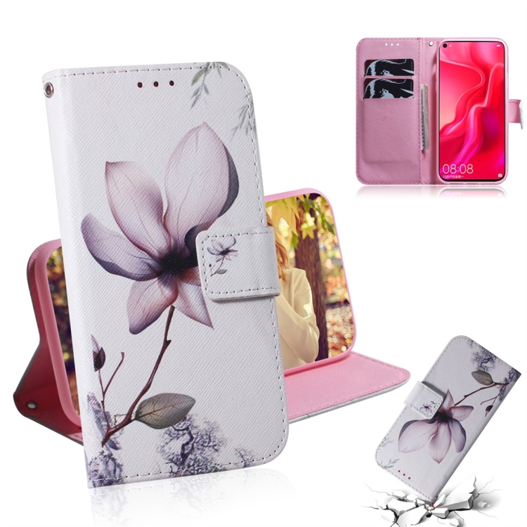 

Magnolia Flower Pattern Coloured Drawing Horizontal Flip Leather Case for Huawei Nova 4, with Holder & Card Slots & Wallet