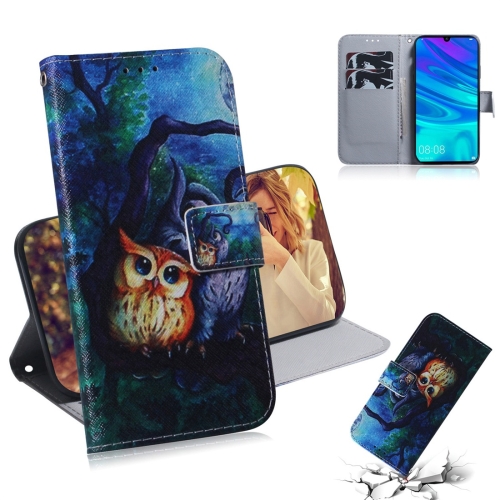 

Oil Painting Owl Pattern Coloured Drawing Horizontal Flip Leather Case for Huawei P Smart (2019) / Honor 10 Lite, with Holder & Card Slots & Wallet