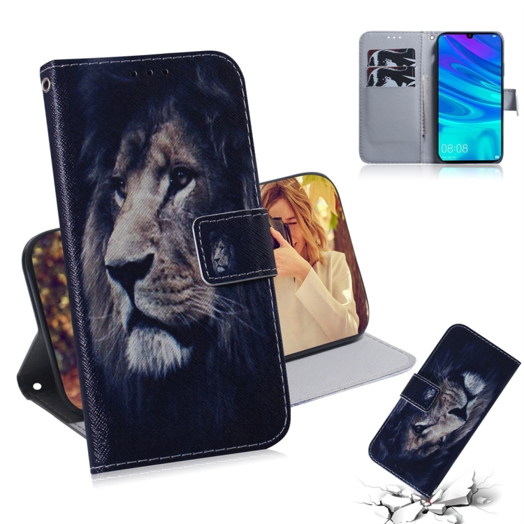 

Lion Pattern Coloured Drawing Horizontal Flip Leather Case for Huawei P Smart (2019) / Honor 10 Lite, with Holder & Card Slots & Wallet