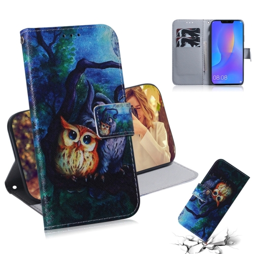 

Oil Painting Owl Pattern Coloured Drawing Horizontal Flip Leather Case for Huawei P Smart+ 2019 / Nova 3i, with Holder & Card Slots & Wallet