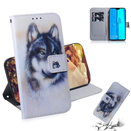 

White Wolf Pattern Coloured Drawing Horizontal Flip Leather Case for Huawei Y9 (2019) / Enjoy 9 Plus, with Holder & Card Slots & Wallet