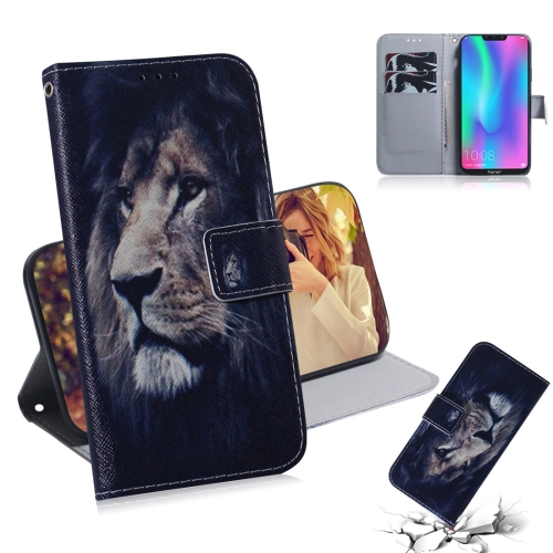 

Lion Pattern Coloured Drawing Horizontal Flip Leather Case for Huawei Honor 8C, with Holder & Card Slots & Wallet