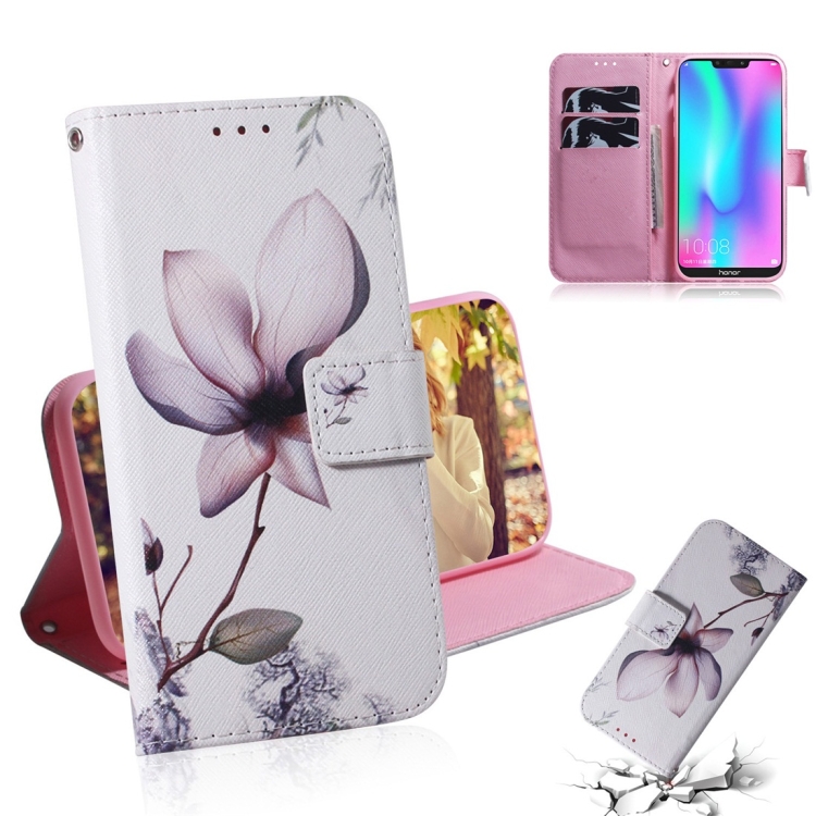 

Magnolia Flower Pattern Coloured Drawing Horizontal Flip Leather Case for Huawei Honor 8C, with Holder & Card Slots & Wallet
