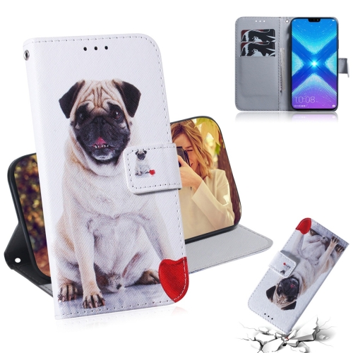 

Pug Pattern Coloured Drawing Horizontal Flip Leather Case for Huawei Honor 8X, with Holder & Card Slots & Wallet