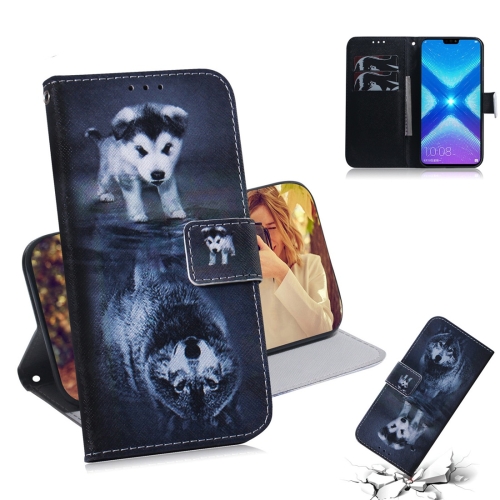 

Wolf and Dog Pattern Coloured Drawing Horizontal Flip Leather Case for Huawei Honor 8X, with Holder & Card Slots & Wallet