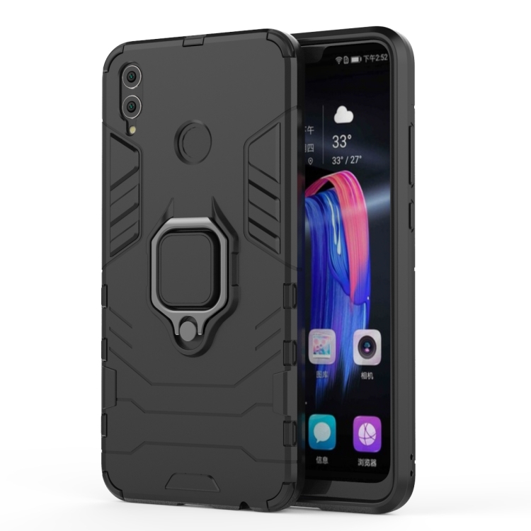 

PC + TPU Shockproof Protective Case for Huawei Honor 8X, with Magnetic Ring Holder(Black)
