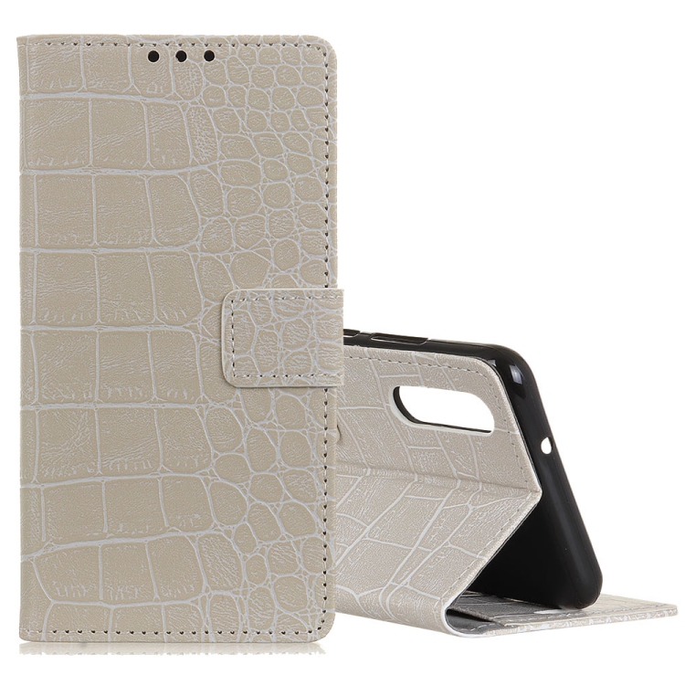 

Retro Crocodile Texture Horizontal Flip Leather Case for Huawei Y6 Pro (2019), with Holder & Card Slots & Photo Frame (White)