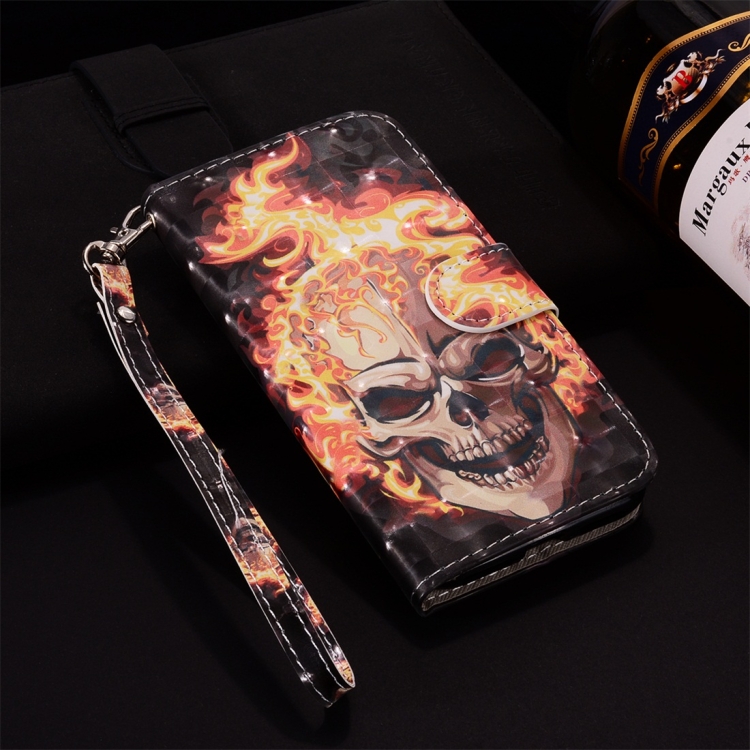 

Flame Skull Pattern Colored Drawing Horizontal Flip Leather Case for Huawei P30 Pro, with Holder & Card Slots & Wallet & Lanyard