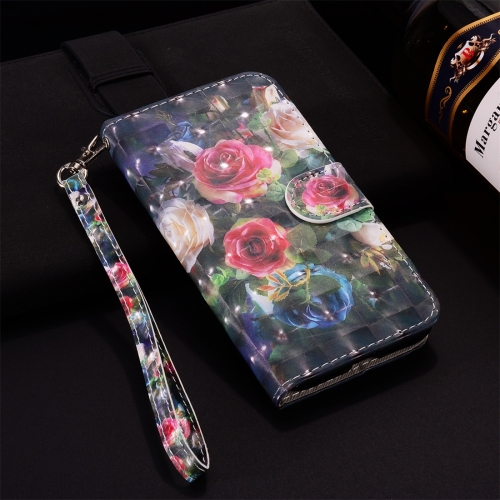 

Rose Pattern Colored Drawing Horizontal Flip Leather Case for Huawei P30 Lite, with Holder & Card Slots & Wallet & Lanyard