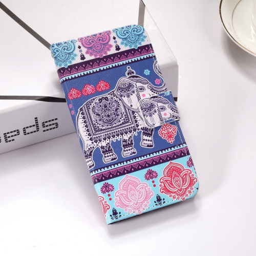 

Elephant Pattern Colored Drawing Horizontal Flip Leather Case for Huawei P Smart (2019), with Holder & Card Slots & Wallet & Lanyard