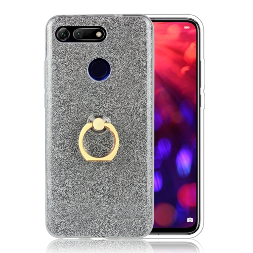 

Glittery Powder Shockproof TPU Protective Case for Huawei Honor View 20, with 360 Degree Rotation Ring Holder (Black)