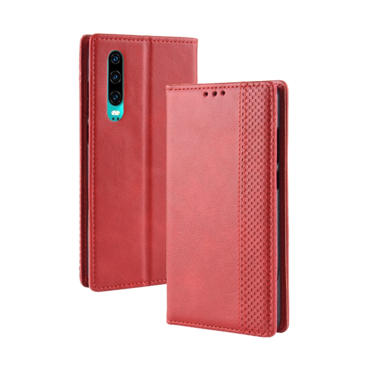 

Magnetic Buckle Retro Crazy Horse Texture Horizontal Flip Leather Case for Huawei P30, with Holder & Card Slots & Photo Frame(Red)