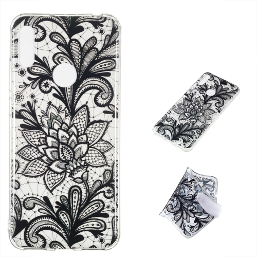 

Black Flower Pattern Highly Transparent TPU Protective Case for Huawei Y6 Pro (2019)