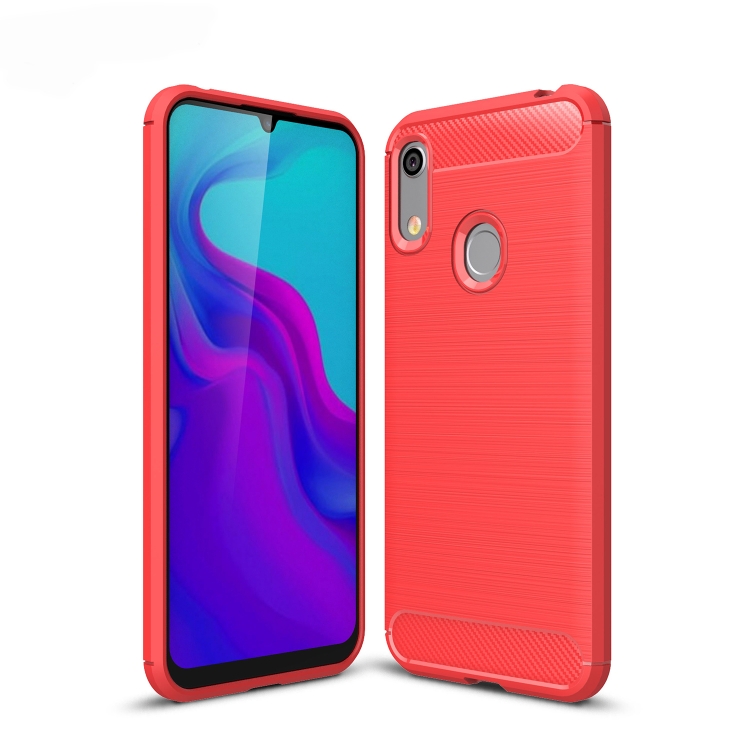 

Brushed Texture Carbon Fiber Shockproof TPU Case for Huawei Honor 8A (Red)