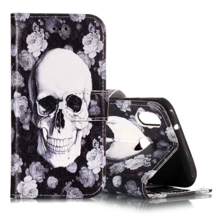 

Skulls Pattern Horizontal Flip Leather Case with Holder & Card Slots & Wallet for Huawei P20 Lite