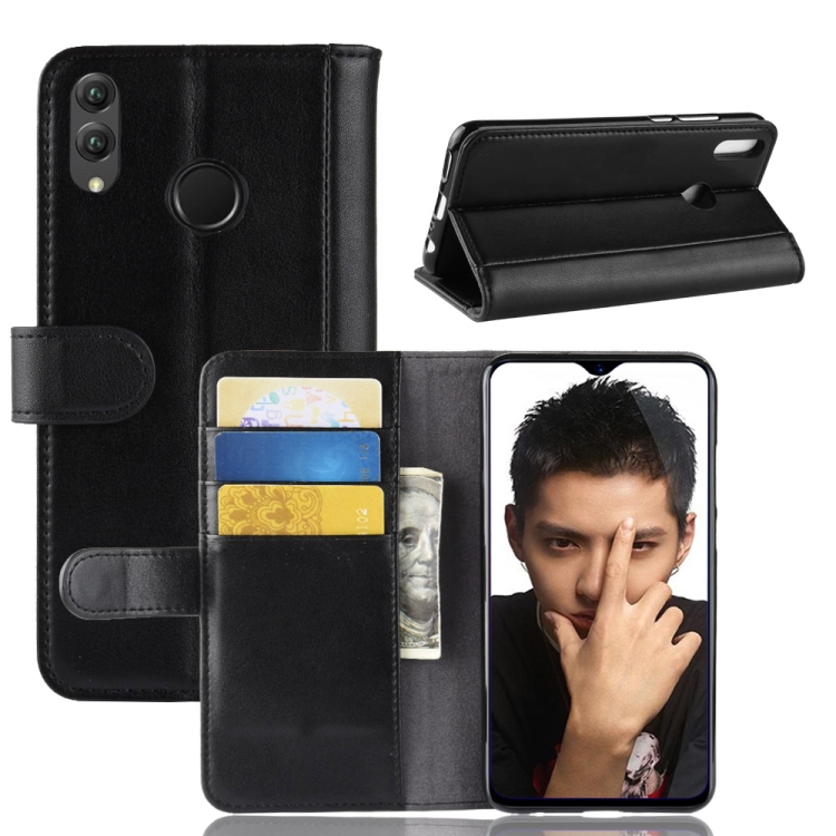 

Horizontal Flip Genuine Leather Case for Huawei Honor 8X, with Card Slots & Holder & Wallet(Black)