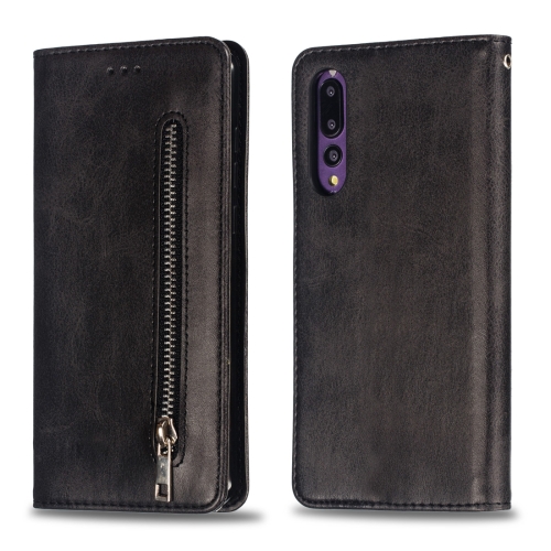 

Calf Texture Zipper Magnetic Horizontal Flip Leather Case for Huawei P20 Pro, with Wallet & Holder & Card Slots (Black)