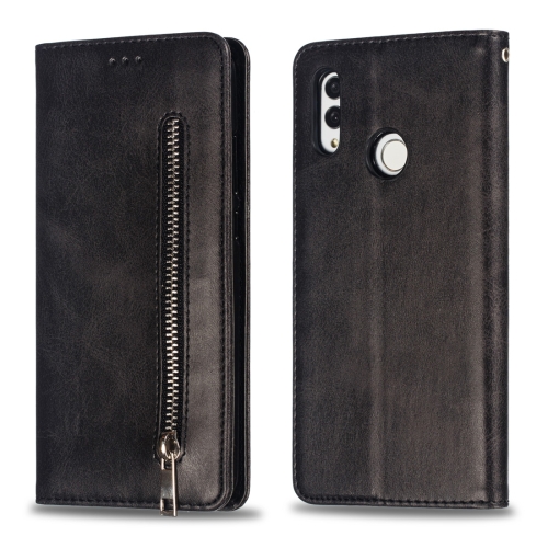 

Calf Texture Zipper Magnetic Horizontal Flip Leather Case for Huawei Honor 10 Lite, with Wallet & Holder & Card Slots (Black)