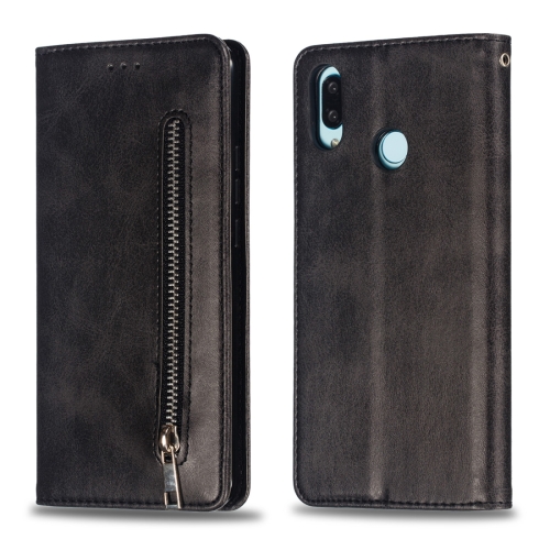 

Calf Texture Zipper Magnetic Horizontal Flip Leather Case for Huawei nova 3i, with Wallet & Holder & Card Slots (Black)