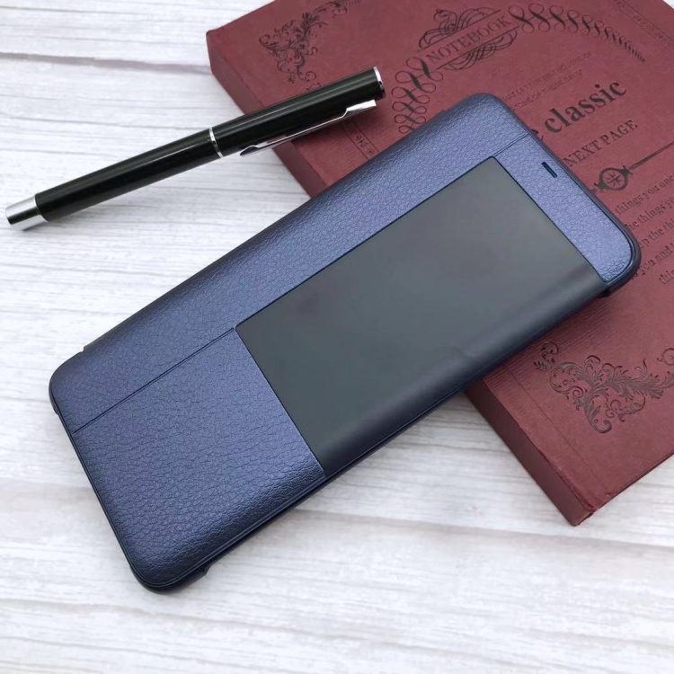 

Ultrathin Horizontal Flip Leather Case for Huawei Mate 20 Pro, with Call Display ID(Navy Blue)