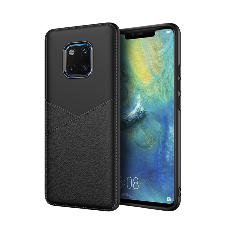 

Ultra-thin Shockproof Soft TPU + Leather Case for Huawei Mate 20 (Black)