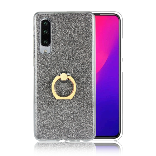 

Glittery Powder Shockproof TPU Case for Huawei P30, with 360 Degree Rotation Ring Holder (Black)