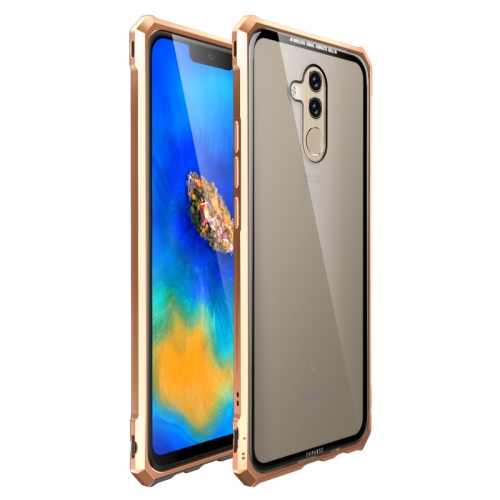 

Snap-on Aluminum Frame and Tempered Glass Back Plate Case for Huawei Mate 20 Lite(Gold)