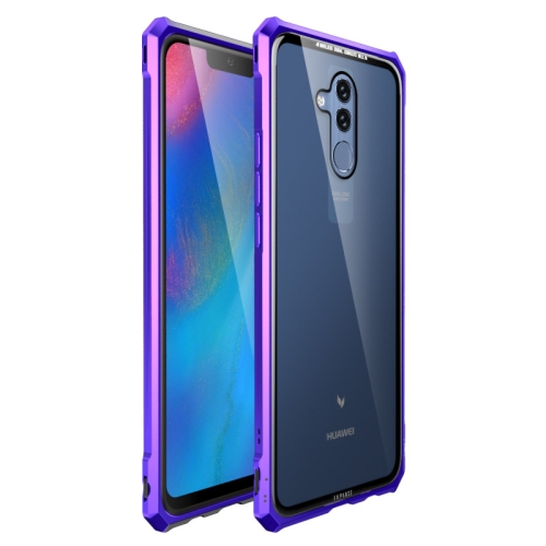 

Snap-on Aluminum Frame and Tempered Glass Back Plate Case for Huawei Mate 20 Lite(Purple Blue)