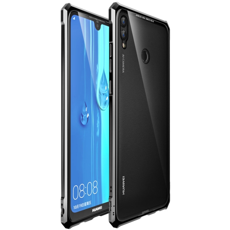 

Snap-on Aluminum Frame and Tempered Glass Back Plate Case for Huawei Enjoy Max(Black)