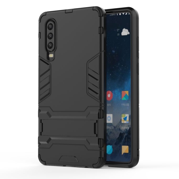 

Shockproof PC + TPU Case for Huawei P30, with Holder(Black)