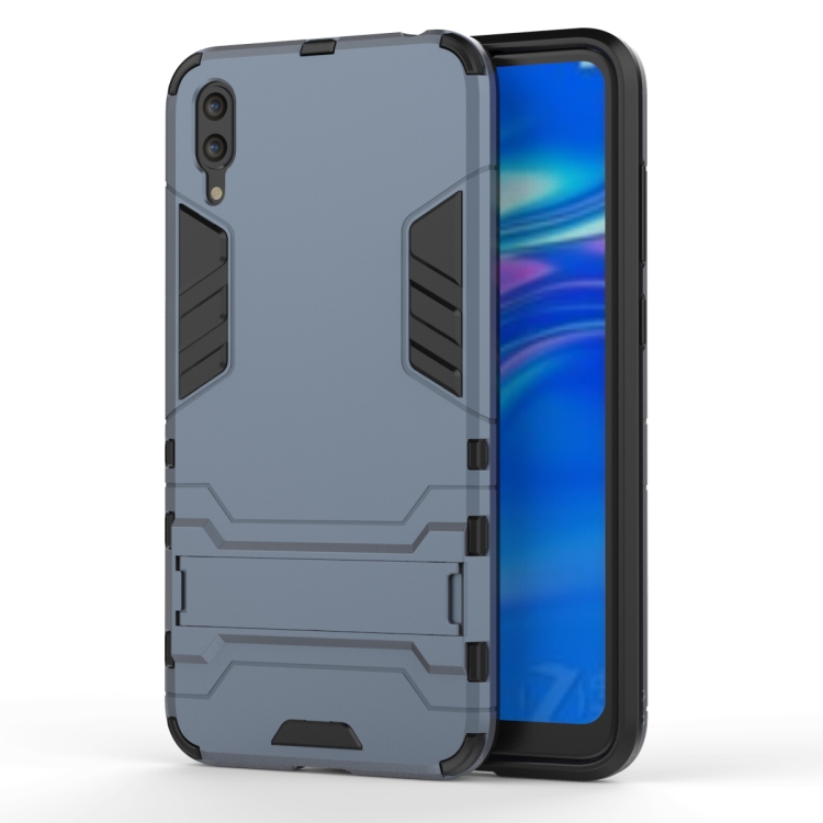 

Shockproof PC + TPU Case for Huawei Enjoy 9, with Holder (Navy Blue)