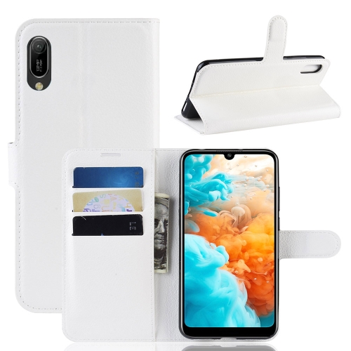 

Litchi Texture Horizontal Flip Leather Case for Huawei Y6 Pro 2019, with Wallet & Holder & Card Slots(White)
