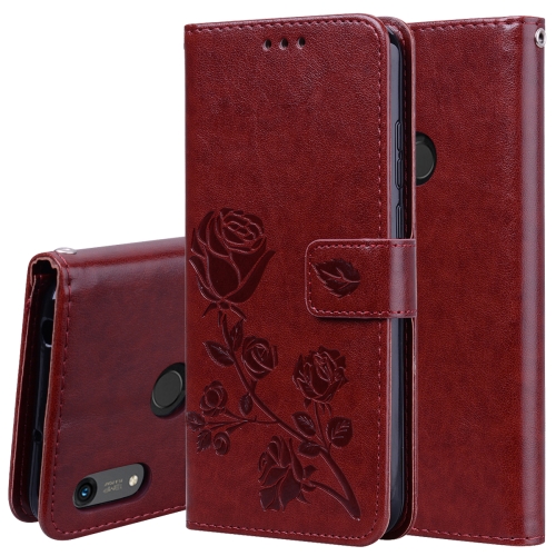 

Rose Embossed Horizontal Flip PU Leather Case for Huawei Honor 8A/Y6 2019, with Holder & Card Slots & Wallet(Brown)