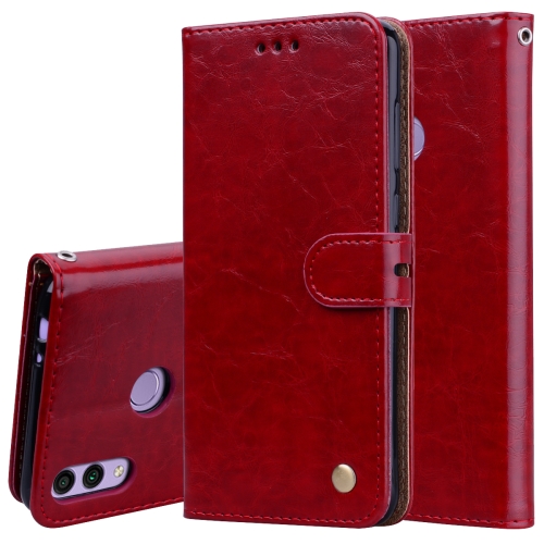 

Business Style Oil Wax Texture Horizontal Flip Leather Case for Huawei Honor 8C, with Holder & Card Slots & Wallet (Red)